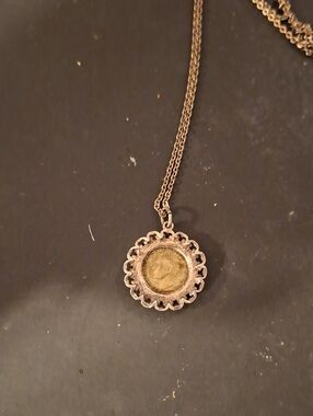Vintage 1942 Sterling Silver Coin Pendant Necklace On Chain